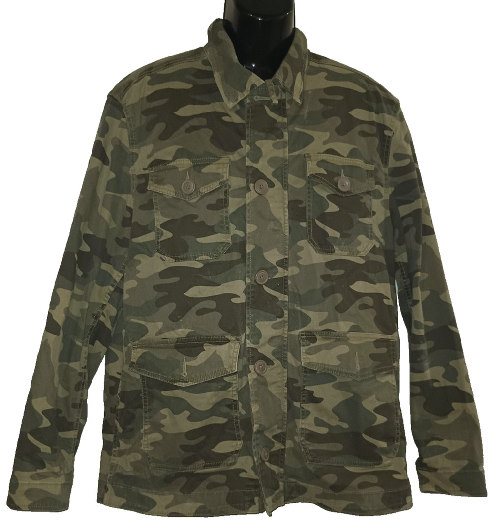 George Men’s Green Camouflage Utility Military Style Jacket Size L (42‑44) M014C